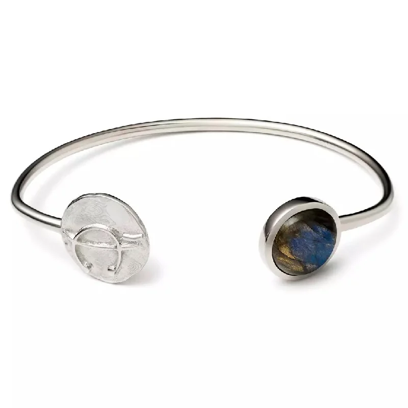 Women’s bangles with pearl details-Cosmos Circle | Key Of Rythm Silver Bangle w. Laboradorite