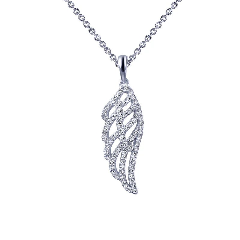 Elegant necklaces for women with blue gemstones-Lafonn Simulated Diamond Angel Wing Pendant Necklace P0173CLP