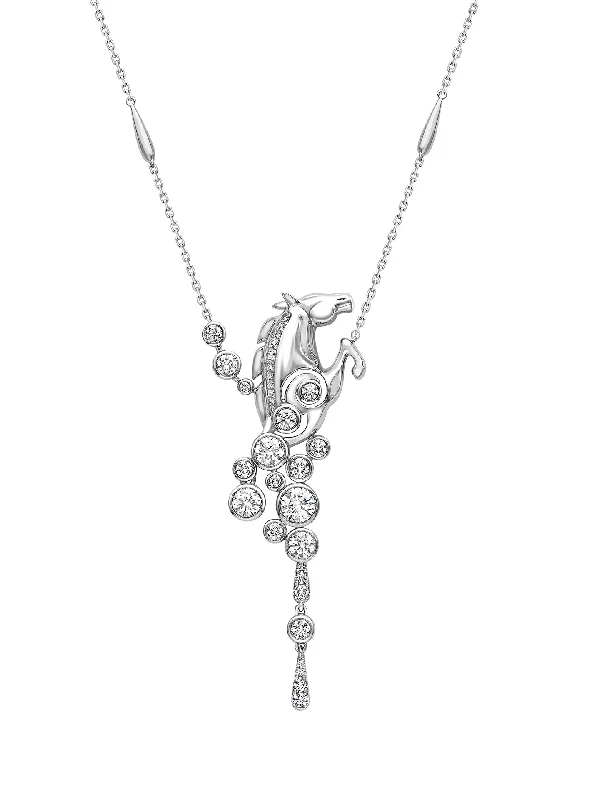 Trendy necklaces with emerald accents-Lucky 'Gold Cup 100' Platinum Diamond Horse Pendant