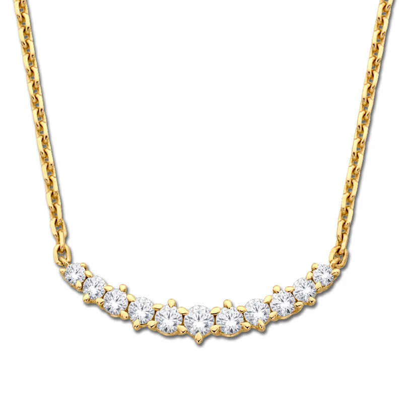 Custom necklaces for women with initials-14K Yellow Gold 0.28ct. Diamond Curved Bar Necklace