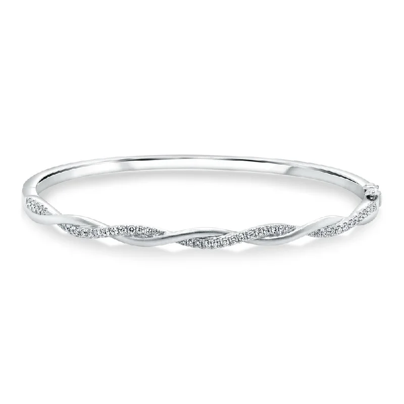 Fashionable bangles with crystal accents-Uneek Stackable Collection Twist Stackable Bangle