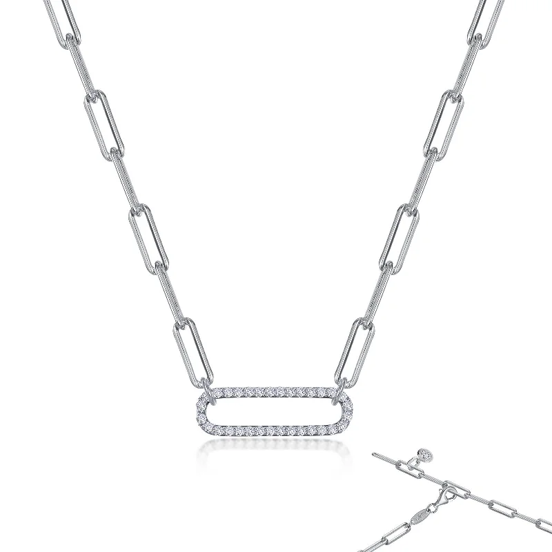 Beautiful statement necklaces for women-Lafonn Simulated Diamond Paperclip Necklace N0239CLP20