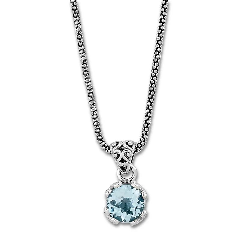 Women’s heart-shaped necklaces-Samuel B. Blue Topaz Birthstone Glow Necklace - December