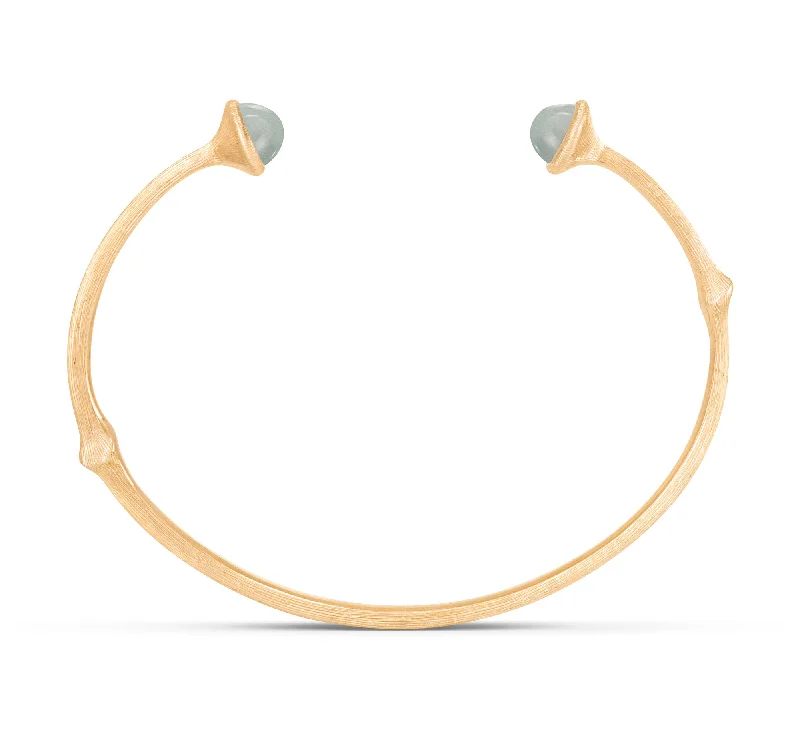 Custom bangles with charm pendants for women-Nature 18K Gold Bangle w. Aquamarine