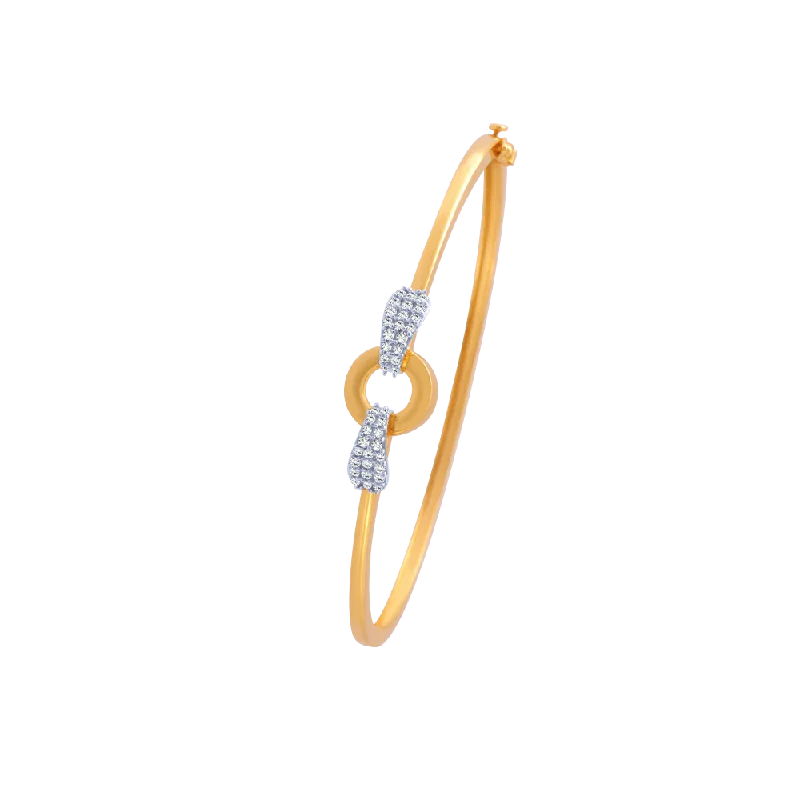 Trendy bracelets with geometric designs-14KT (585) Yellow Gold And American Diamond Bangle For Women