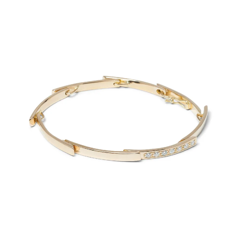 Affordable charm bracelets for women-Spiral Galaxy 18K Gold Bangle w. Lab-Grown Diamonds