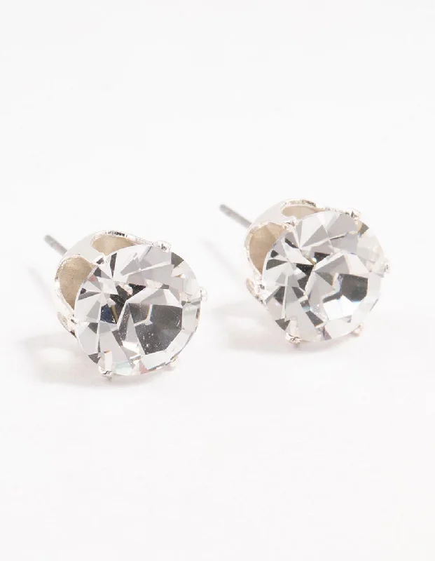 Affordable stud earrings for women-Bohemia Czech Crystal Silver Stud Earrings 10 MM