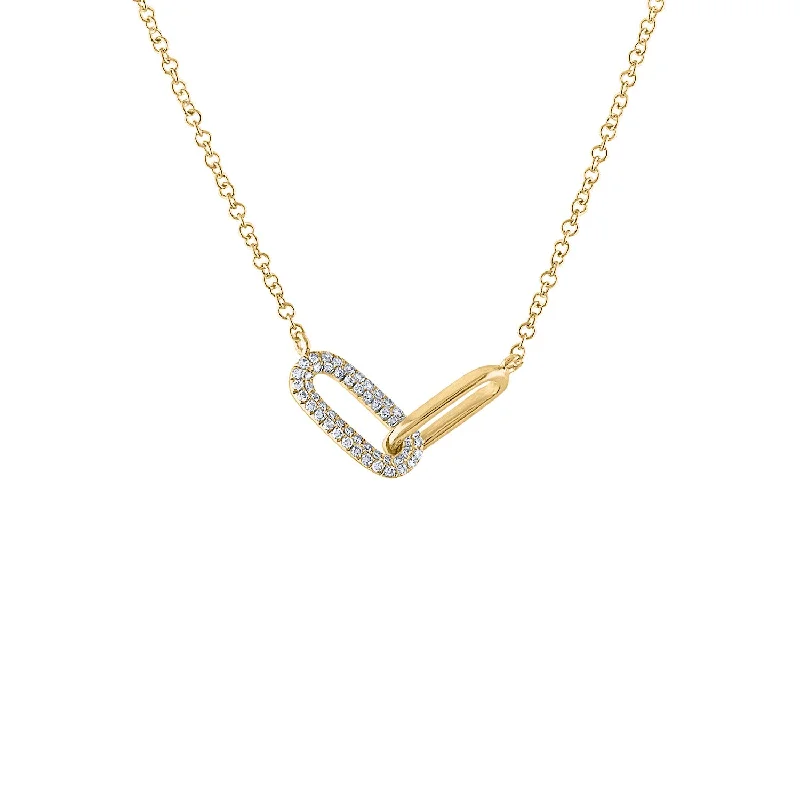 Custom necklaces with charms for women-14KT GOLD DIAMOND INTERLOCKING OVAL LINK NECKLACE