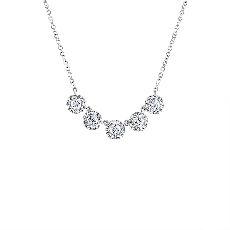 Beautiful diamond necklaces for women-14KT GOLD FIVE MARTINI SET DIAMOND NECKLACE