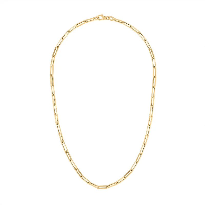 Affordable pearl necklaces for women-14KT GOLD SMALL RECTANGLE LINK NECKLACE