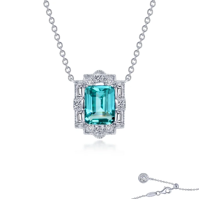 Stunning crystal necklaces for women-Lafonn Simulated Diamond & Fancy Lab Grown Sapphire Halo Necklace SYN010GP20