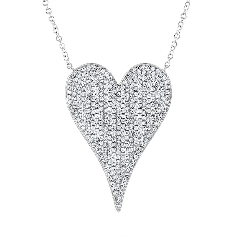 Boho-style necklaces for women-14KT GOLD DIAMOND JUMBO MODERN HEART NECKLACE