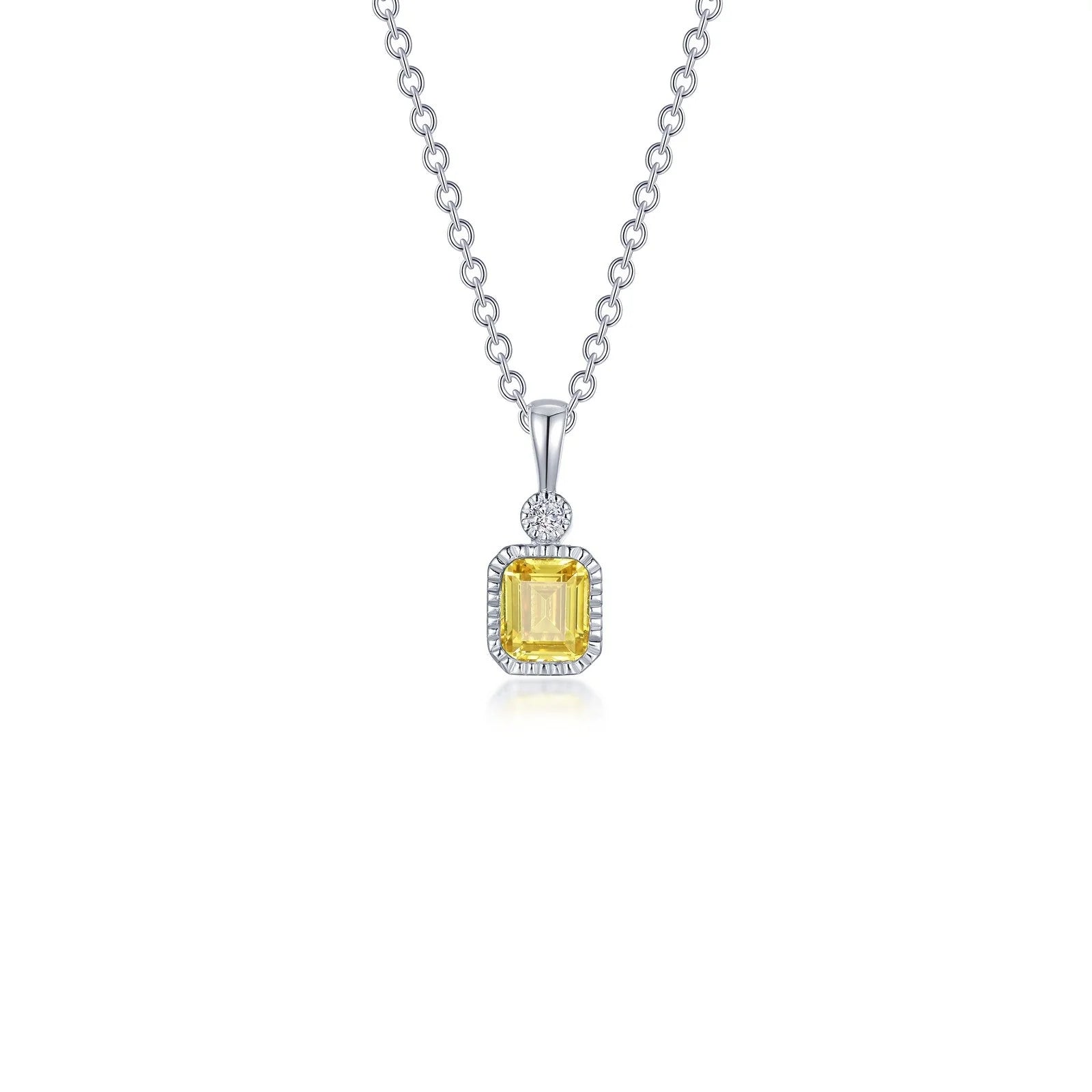 Women’s necklaces with pink diamonds-Lafonn Simulated Diamond & Canary Drop Necklace P0314CAP20