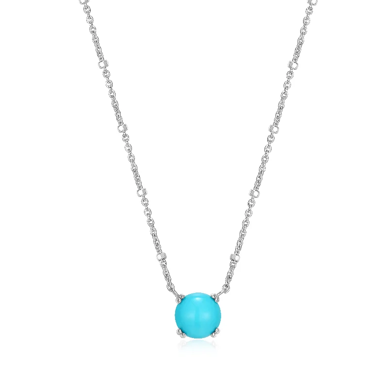 Unique gemstone necklaces for women-Samuel B. Sleeping Beauty Turquoise Solitaire Sparkle Necklace