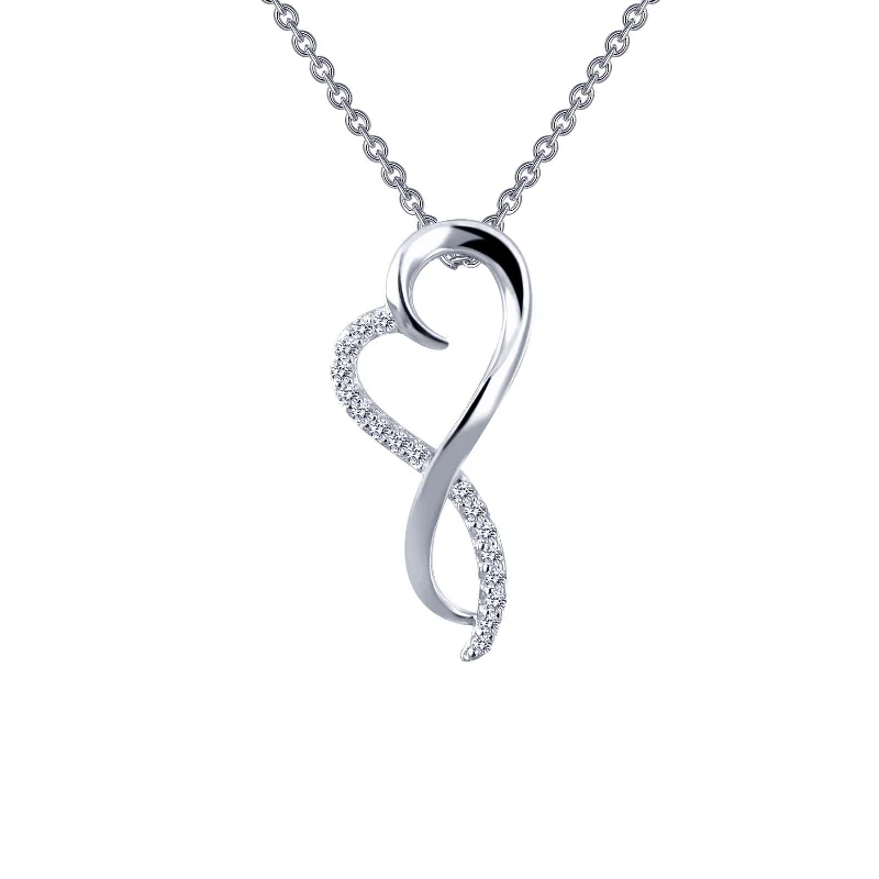 Personalized silver necklaces for women-Lafonn Simulated Diamond Infinity Heart Pendant Necklace P0151CLP