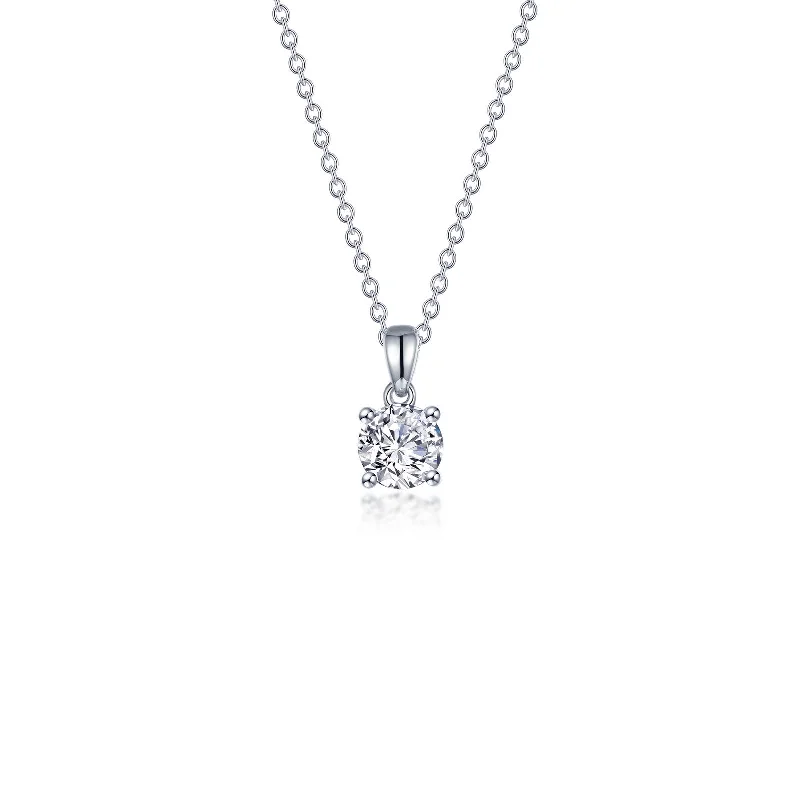 Classic heart pendants for women-Lafonn Simulated Diamond 0.50ct 4 Prong Solitaire Necklace N0302CLP