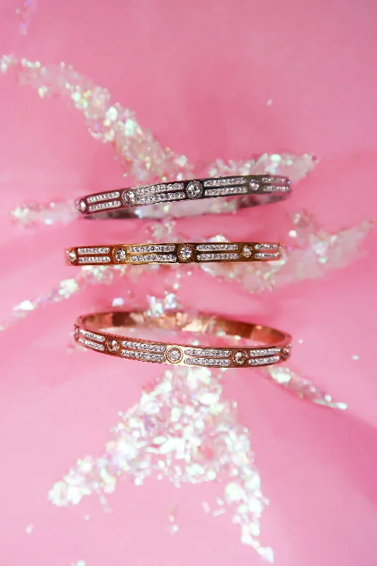 Women’s bracelets with matching earrings-Triple Threat Crystal Bangle Trio