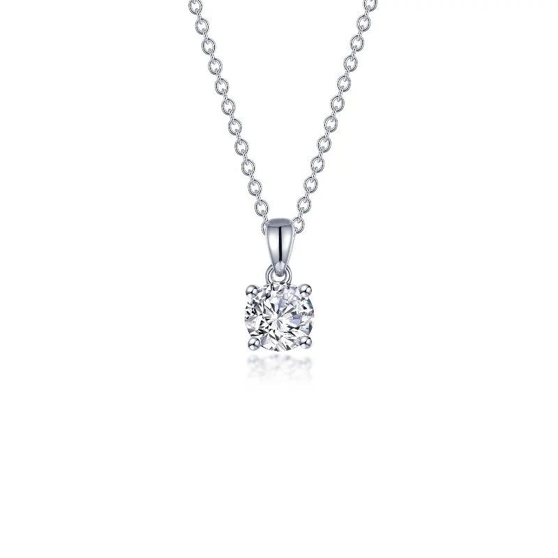 Boho-style necklaces for women-Lafonn Simulated Diamond 0.85ct 4 Prong Solitaire Necklace N0304CLP