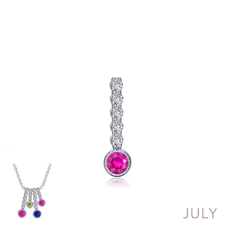 Affordable necklaces for women with diamonds-Lafonn July Birthstone Simulated Diamond & Ruby Large Love Pendant BP003RBP