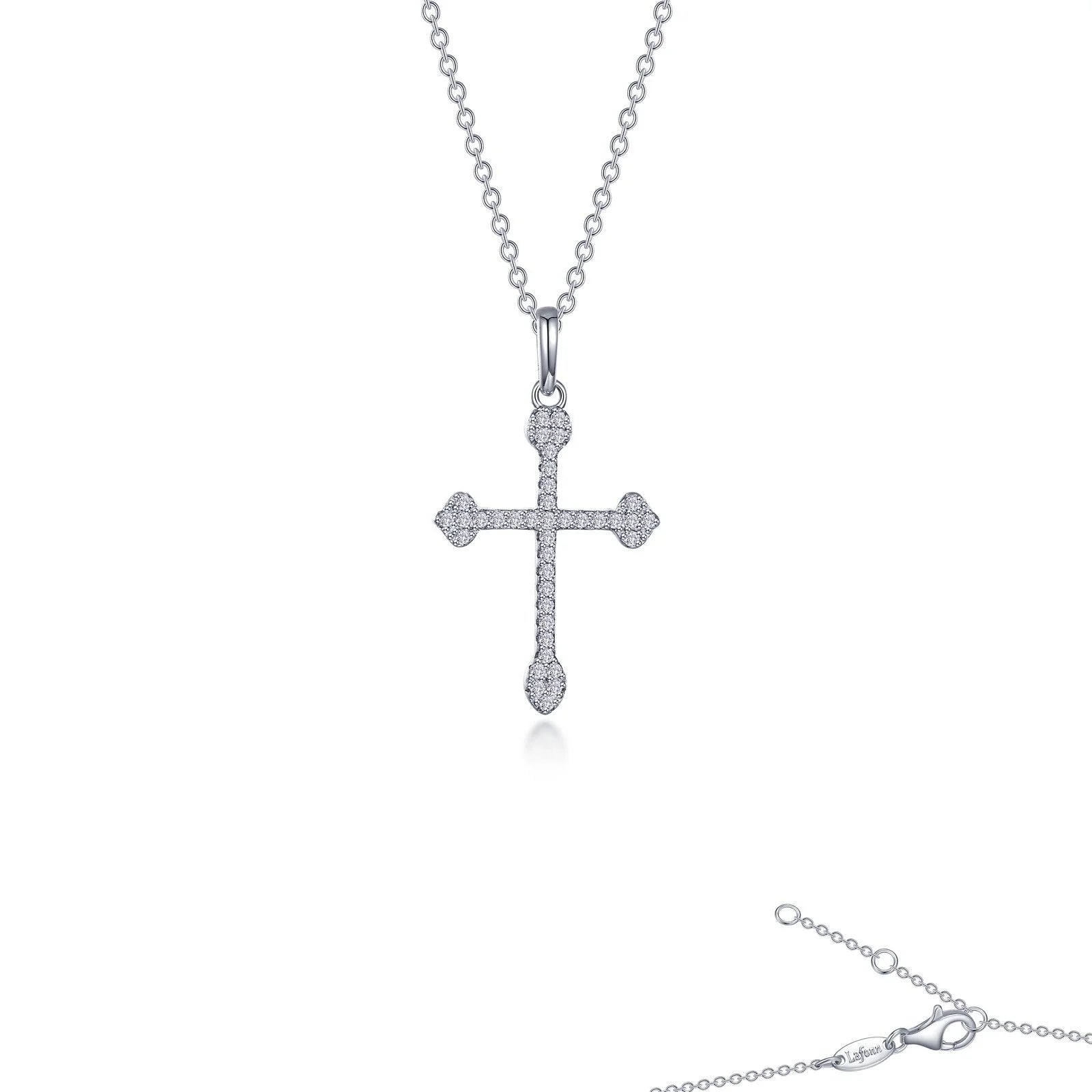 Women’s necklaces with sapphire pendants-Lafonn Simulated Diamond Syriac Cross Pendant Necklace P0281CLP20