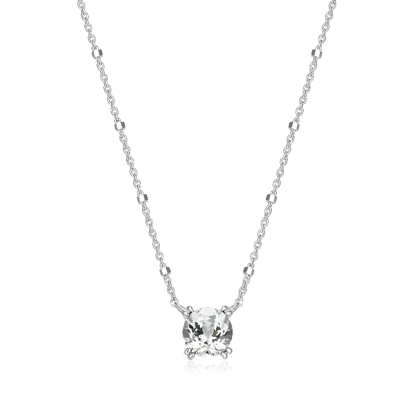 Custom necklaces for women with initials-Samuel B. White Topaz Solitaire Birthstone Sparkle Necklace - April