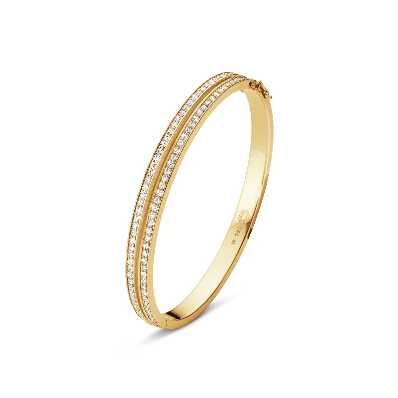 Simple yet elegant bracelets for women-Halo 18K Gold Bangle w. Diamonds 1.72 ct