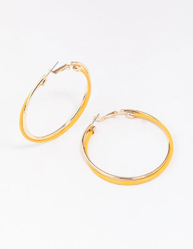 Classic gold earrings for women-Gold Thin Double Twist Hoop Earrings