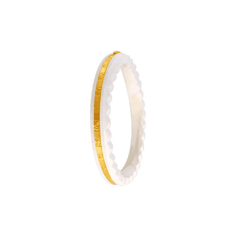 Elegant bangle bracelets for women with diamonds-22KT Yellow Gold Sankha Bangle For Women