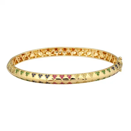 Beautiful link bracelets for women-Pyramids Rainbow Bangle