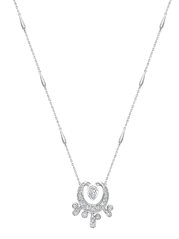 Elegant silver necklaces with pearl accents-Lucky Platinum Diamond Horseshoe Splash Pendant