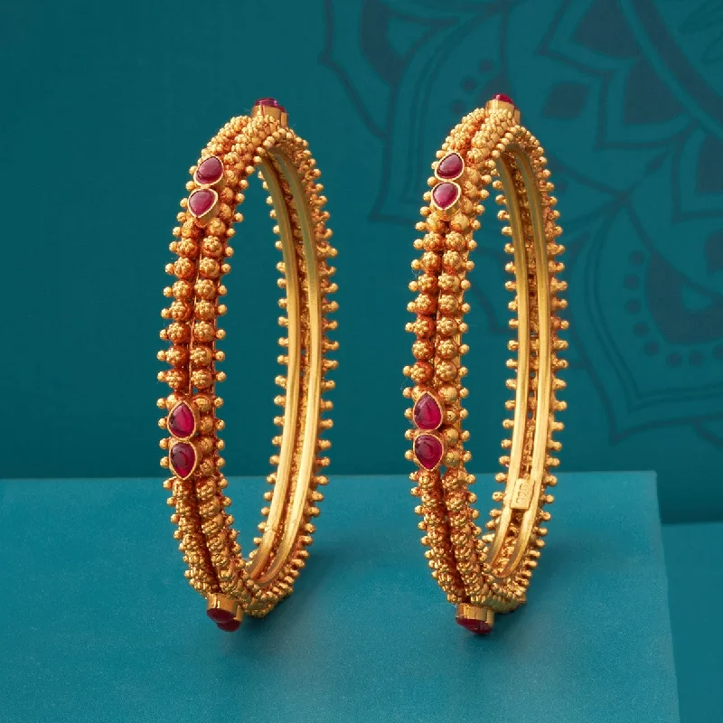 Simple gold bangles for women-Silver Temple Bangle 155146