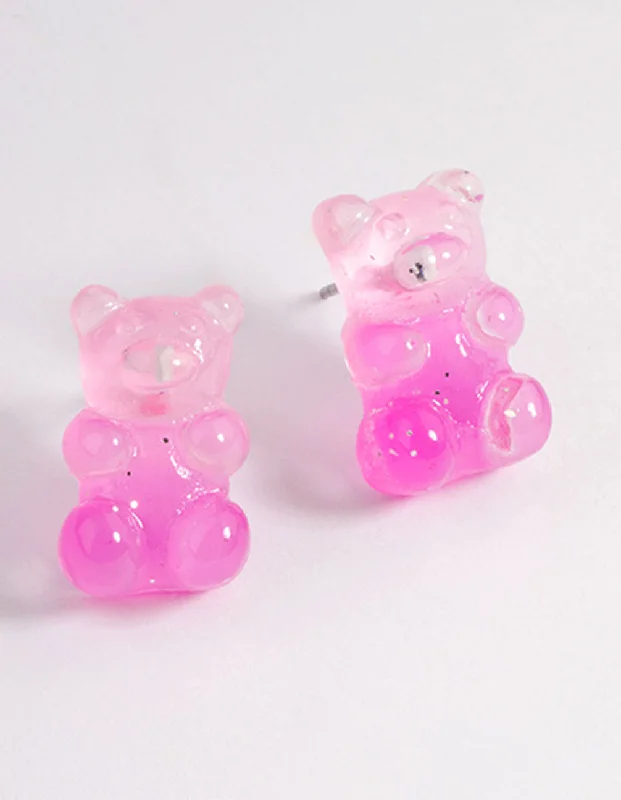 Luxury earrings with emerald stones-Pink Ombre Teddy Stud Earrings