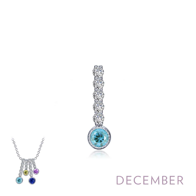 Simple and elegant gold necklaces for women-Lafonn December Birthstone Simulated Diamond & Blue Topaz Large Love Pendant BP003BTP