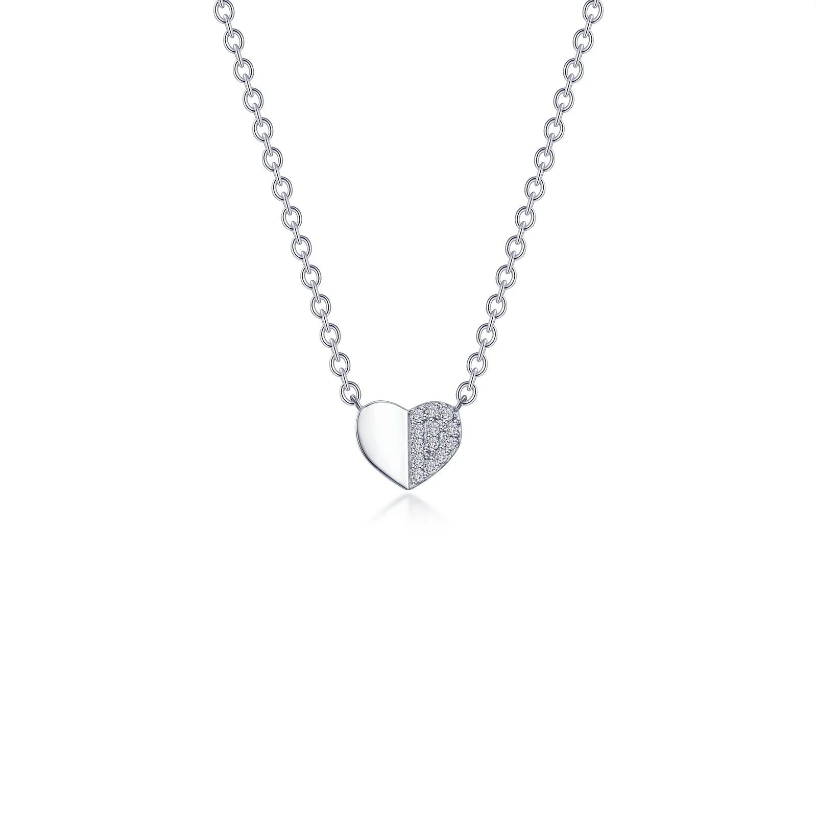 Trendy necklaces with emerald accents-Lafonn Simulated Diamond Heart Necklace N2027CLP20