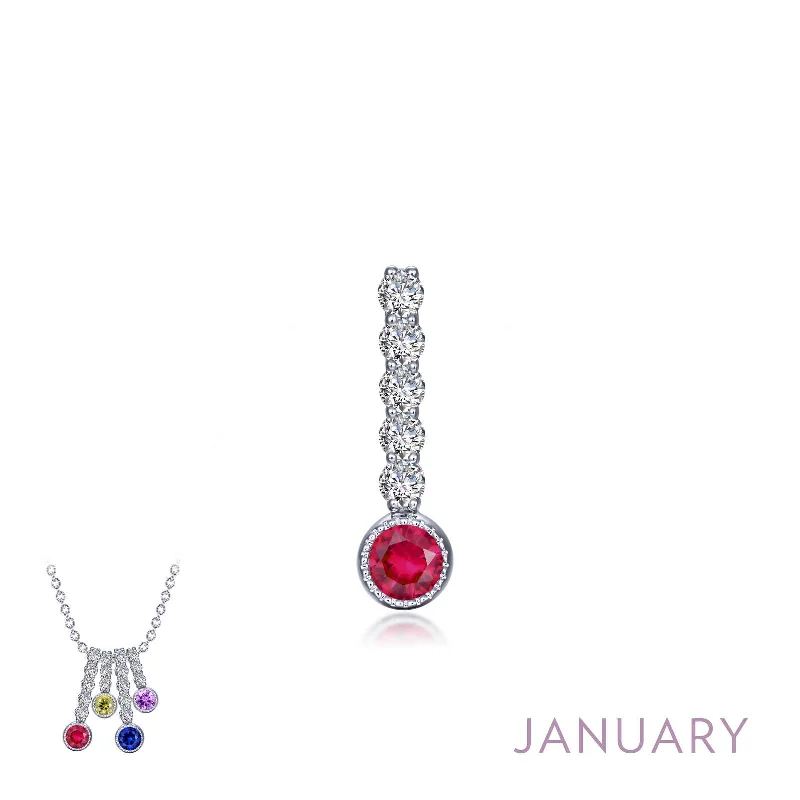 Custom birthstone necklaces for women-Lafonn January Birthstone Simulated Diamond & Garnet Large Love Pendant BP003GNP