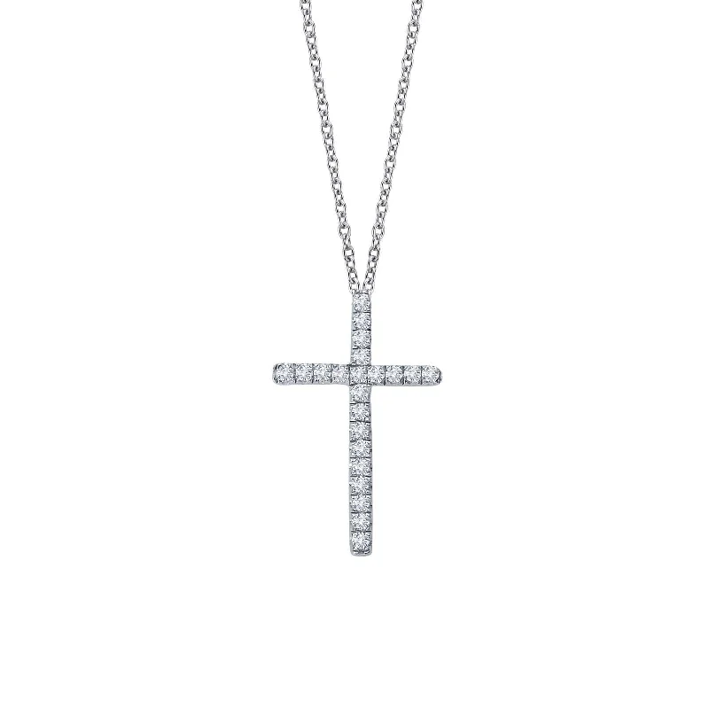 Simple and elegant gold necklaces for women-Lafonn Simulated Diamond 0.22ct Cross Necklace P0072CLP