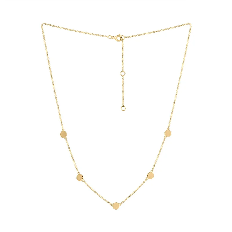 Women’s necklaces with sapphire pendants-14KT GOLD PLAIN FIVE CIRCLE NECKLACE