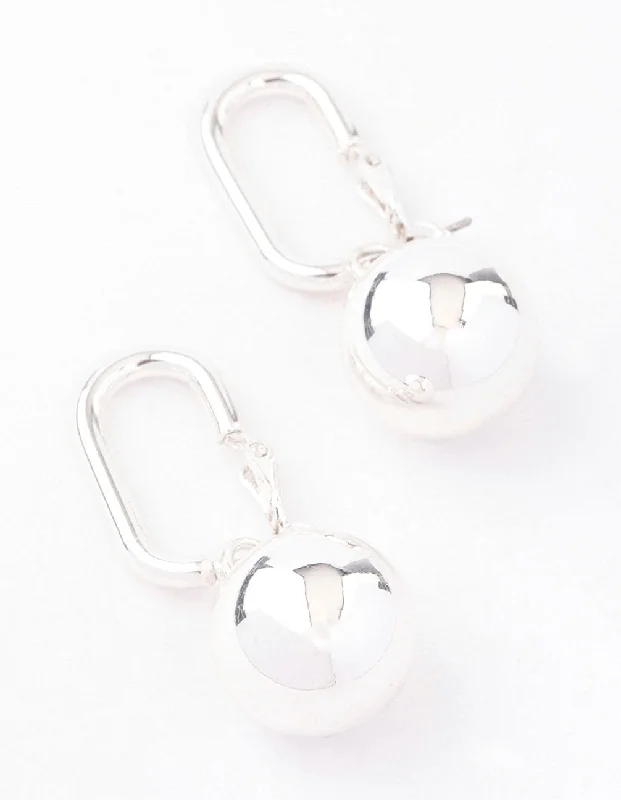 Women’s earrings with matching bracelets-Silver Rectangle Sphere Drop Earrings