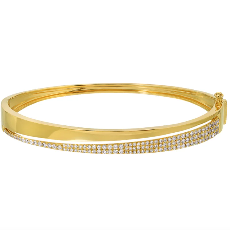 Women’s bangles with floral designs-Cutout Solid Pave Diamond Bangle