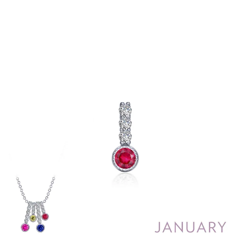 Unique choker necklaces for women-Lafonn January Birthstone Simulated Diamond & Garnet Small Love Pendant BP002GNP