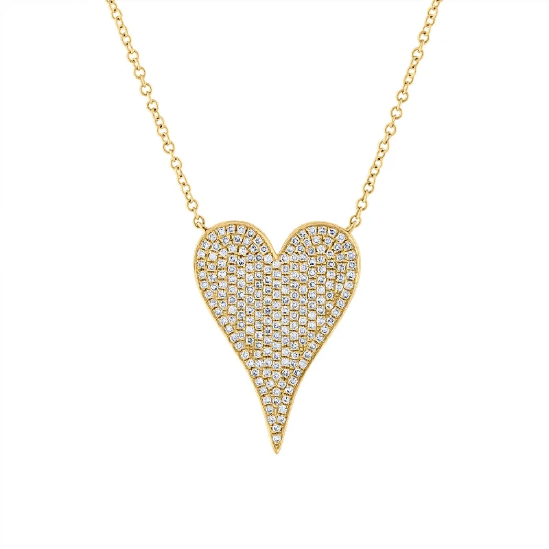 Unique layered necklaces for women-14KT GOLD DIAMOND LARGE MODERN HEART NECKLACE