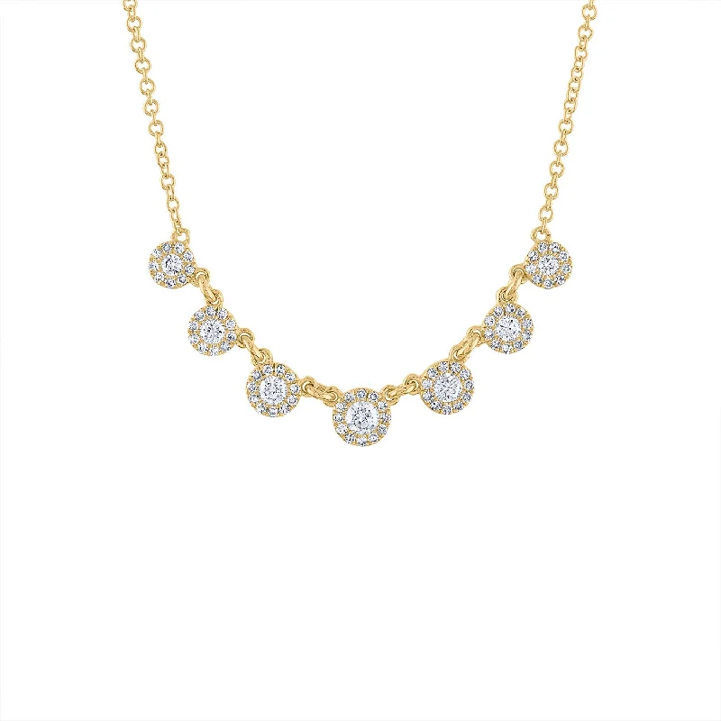 Women’s necklaces with large gemstones-14KT GOLD SEVEN MARTINI SET DIAMOND NECKLACE