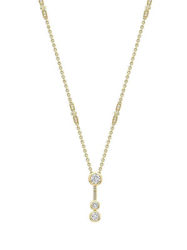 Chic women’s necklaces with colorful stones-Waterfall Diamond Yellow Gold Pendant