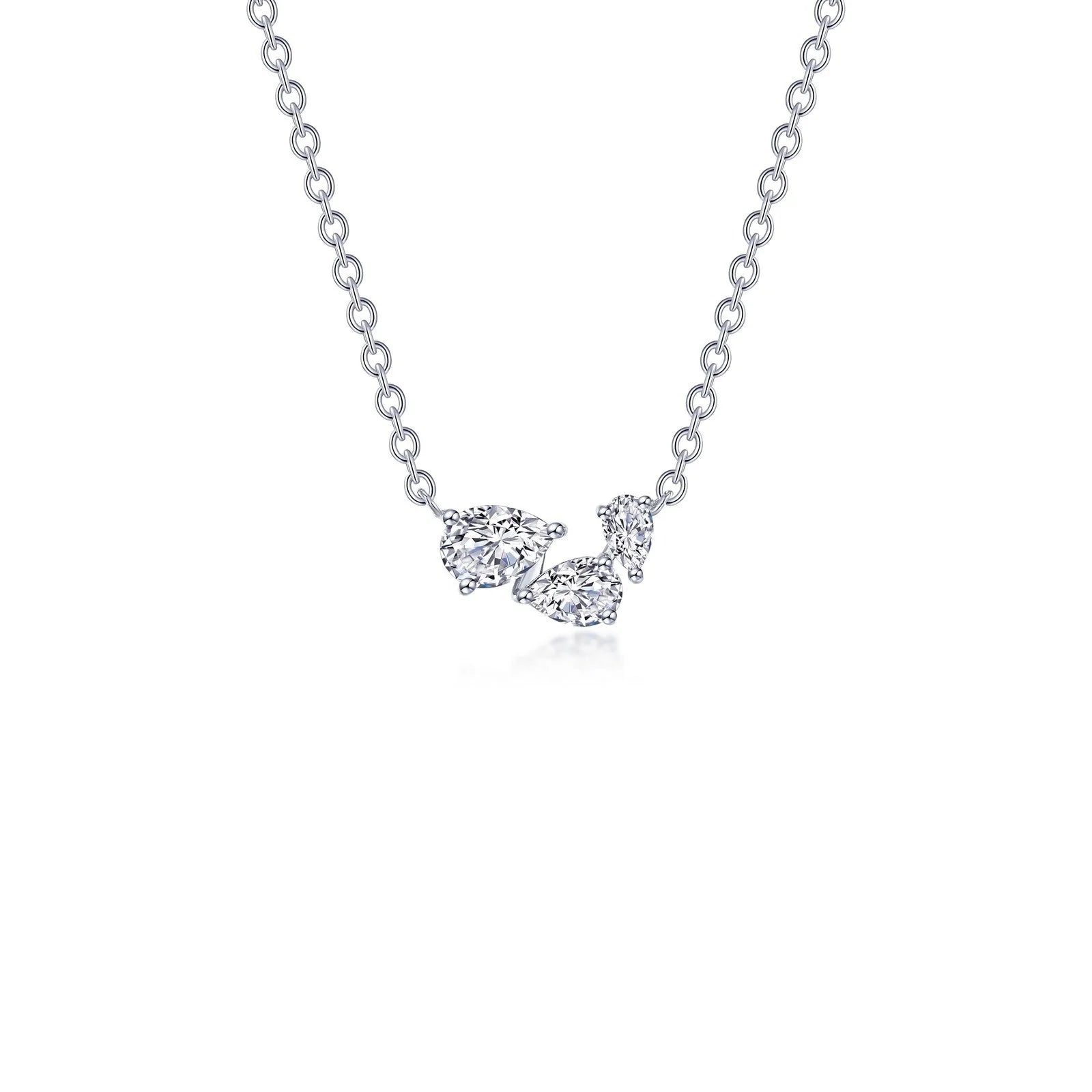 Women’s necklaces with diamonds and rubies-Lafonn Simulated Diamond Three-Stone Necklace N2025CLP20