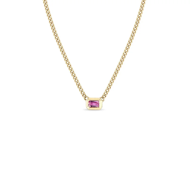 Stunning gold necklaces for women-Bezel Set Pink Sapphire Necklace