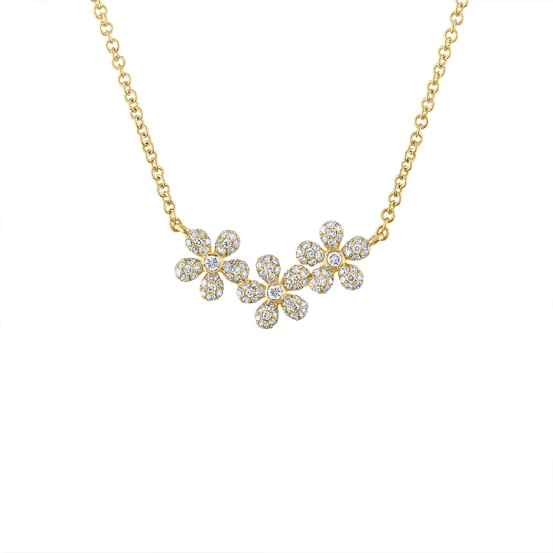 Women’s choker necklaces with diamonds-14KT GOLD DIAMOND DAISY NECKLACE