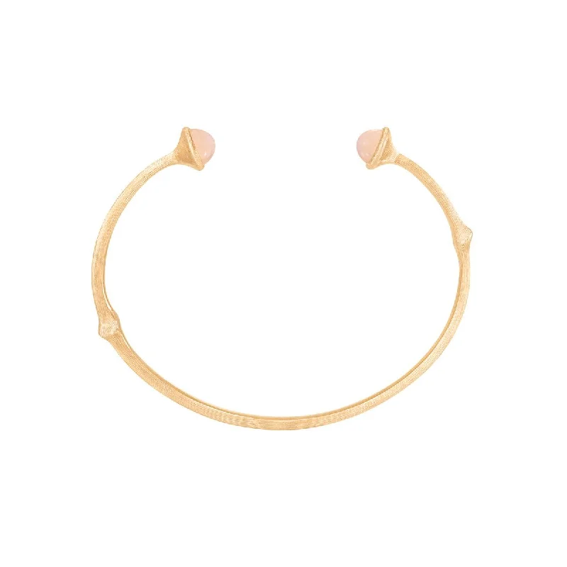 Elegant gold bracelets for women-Nature 18K Gold Bangle w. Moonstone