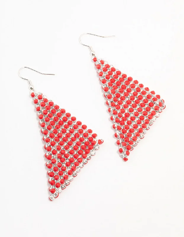 Trendy earrings with mixed metals-Diamante Chainmail Silver Drop Earrings