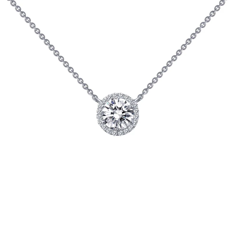 Custom necklaces with matching bracelets-Lafonn Simulated Diamond 1.23ct Halo Necklace N0038CLP