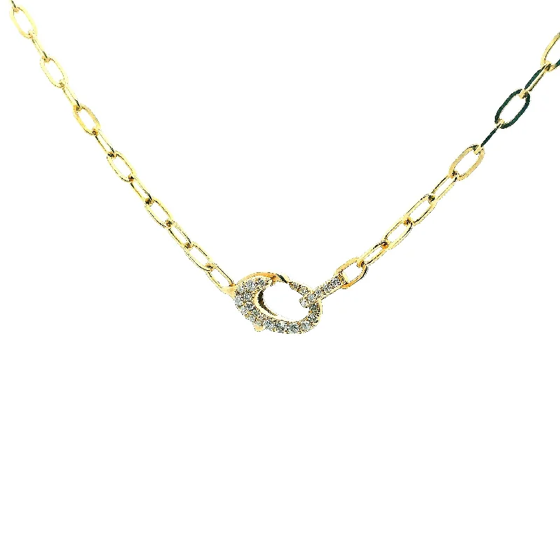 Fashionable necklaces with moonstone-14K Yellow Gold 0.25cttw. Diamond Lobster Clasp Oval Link Necklace